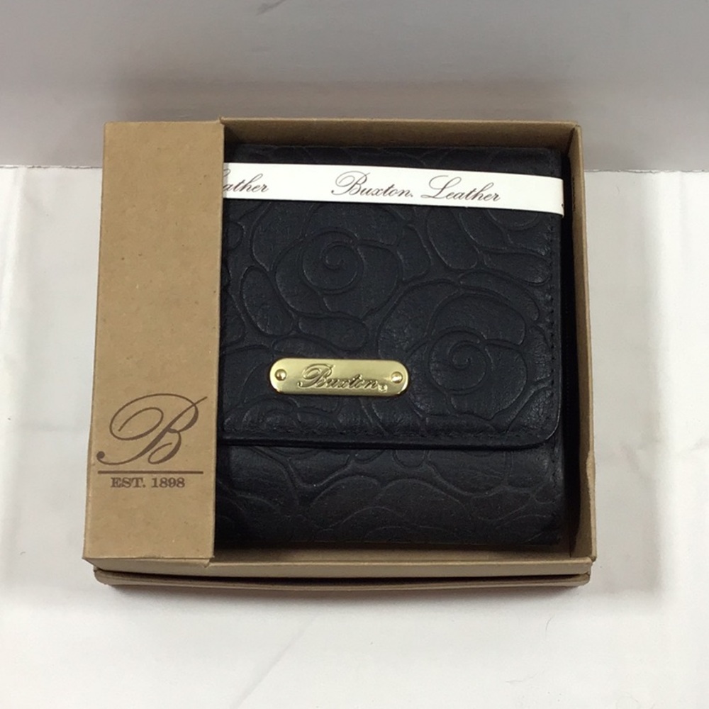 Buxton Black Wallet Compact Leather Design